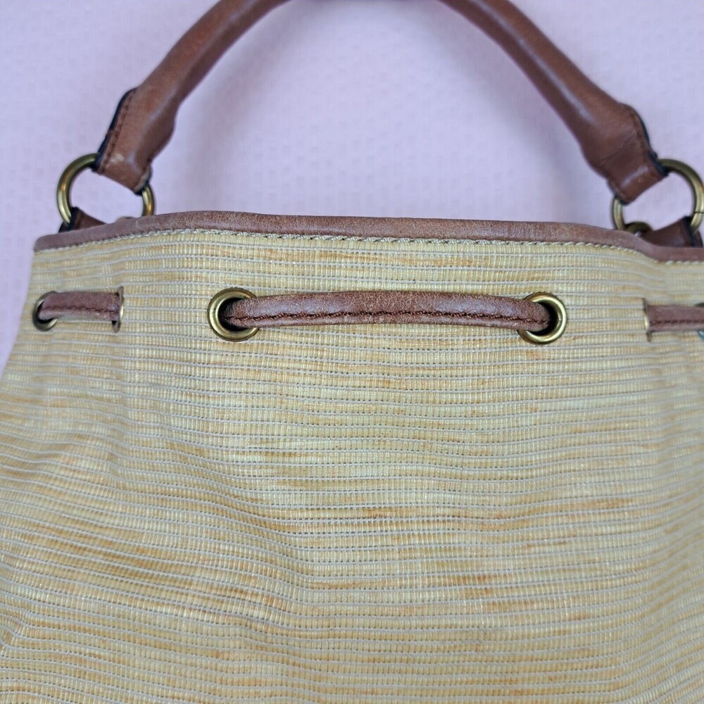 Elliott Lucca Artisan Faux Raffia Peacock Brown Leather Shoulder Bag - Picture 13 of 16